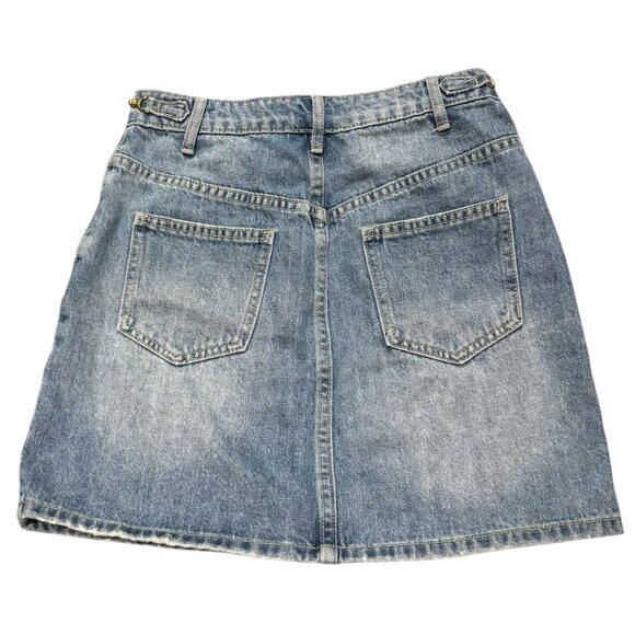 Celine Denim Mini Skirt w Triomphe Gourmette Chain Detail Blue Jean Grunge Japan - Picture 2 of 12